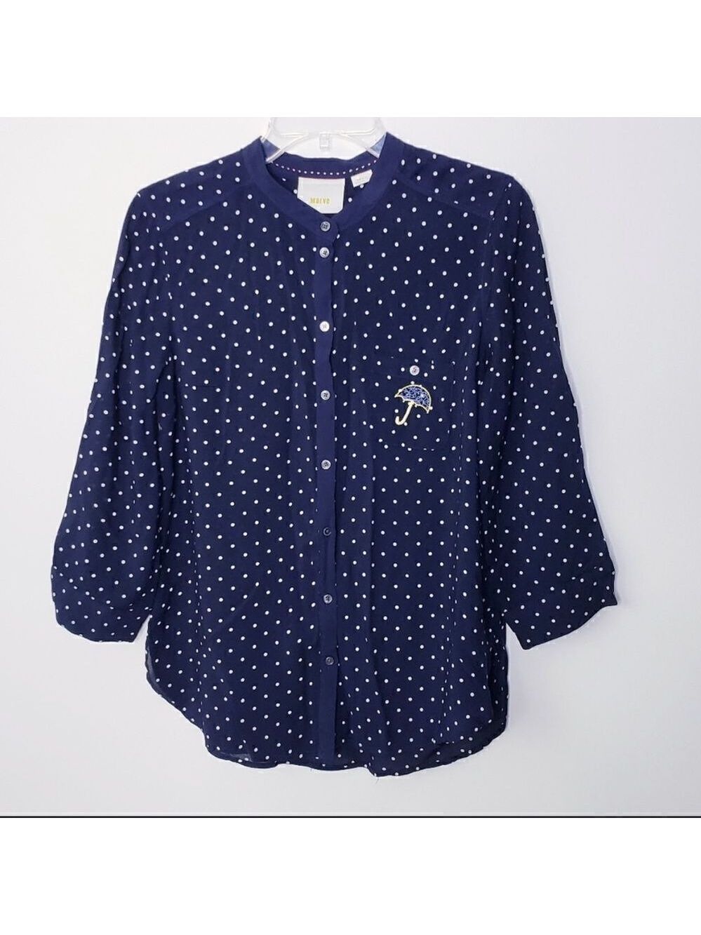 Anthropologie Maeve Umbrella Polka Dot Button Down Top